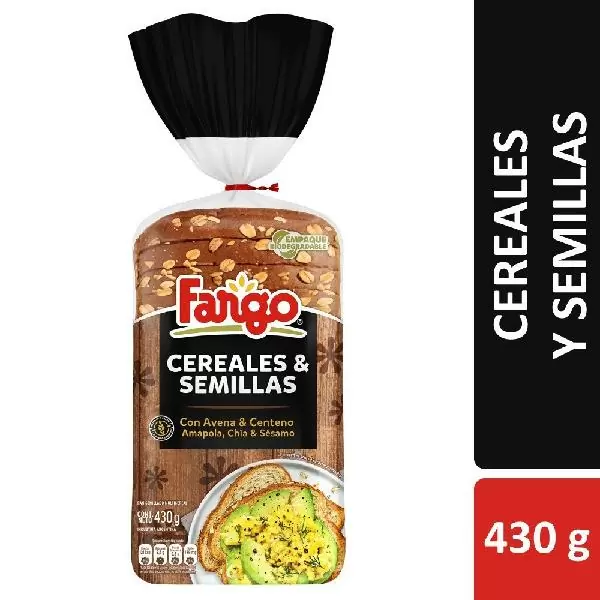 Pan integral de cereales con semillas. Molde cortado 750 gr.