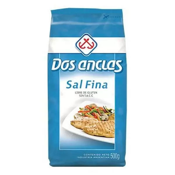 Sal Fina Sin TACC Dos Anclas, 500 g / 17,63 oz (Salero)
