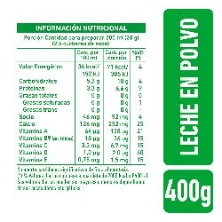 Leche Descremada En Polvo La Serenísima Powdered Skim Milk, 400 g / 14.1 oz  for 4 lts