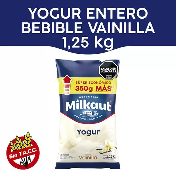 yogur bebible sin lactosa Vainilla - Milkaut - 900 g